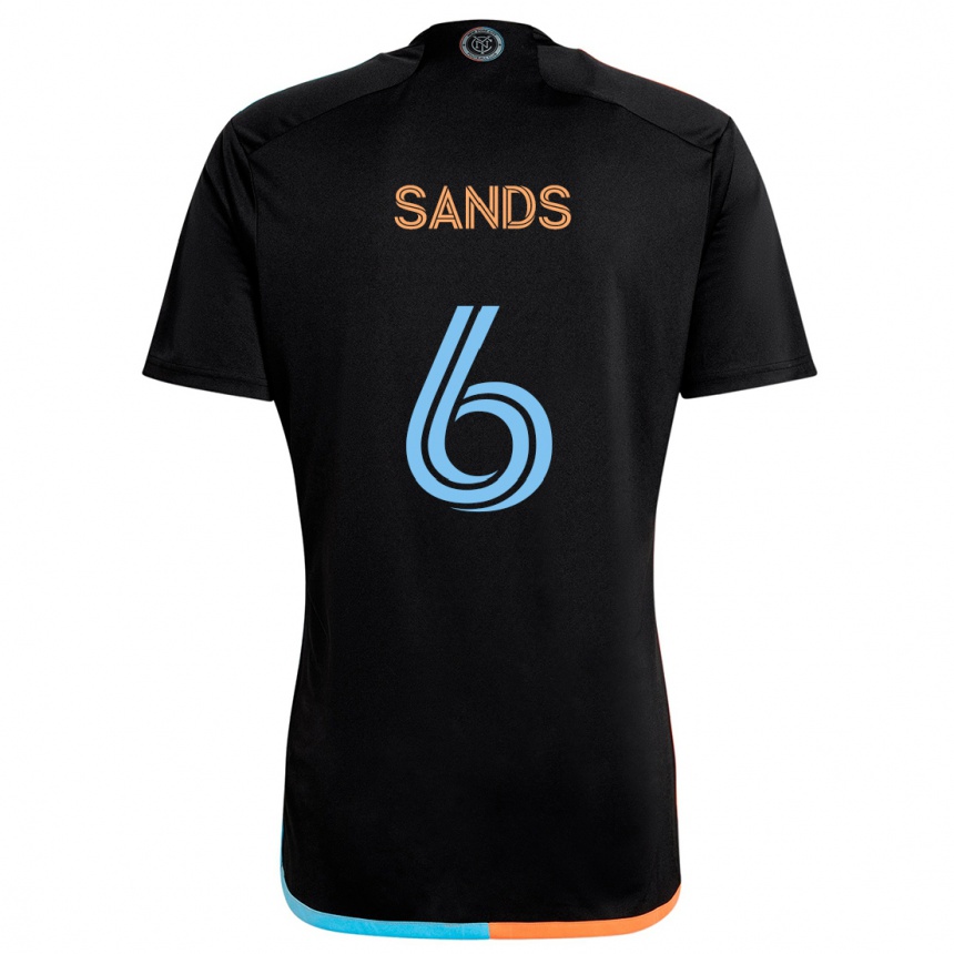 Kids Football James Sands #6 Black Orange Blue Away Jersey 2024/25 T-Shirt Uk