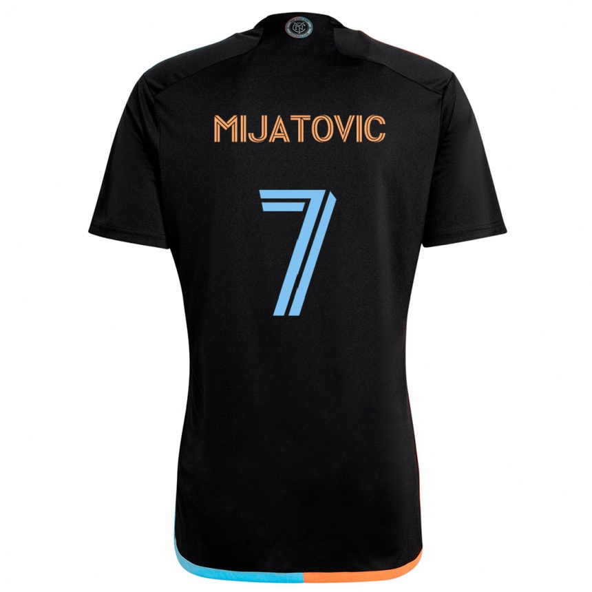 Kids Football Jovan Mijatovic #7 Black Orange Blue Away Jersey 2024/25 T-Shirt Uk