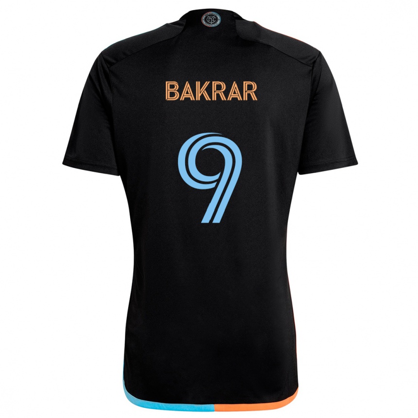 Kids Football Monsef Bakrar #9 Black Orange Blue Away Jersey 2024/25 T-Shirt Uk