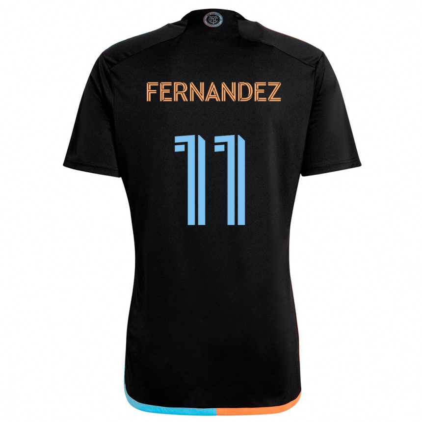 Kids Football Julián Fernández #11 Black Orange Blue Away Jersey 2024/25 T-Shirt Uk