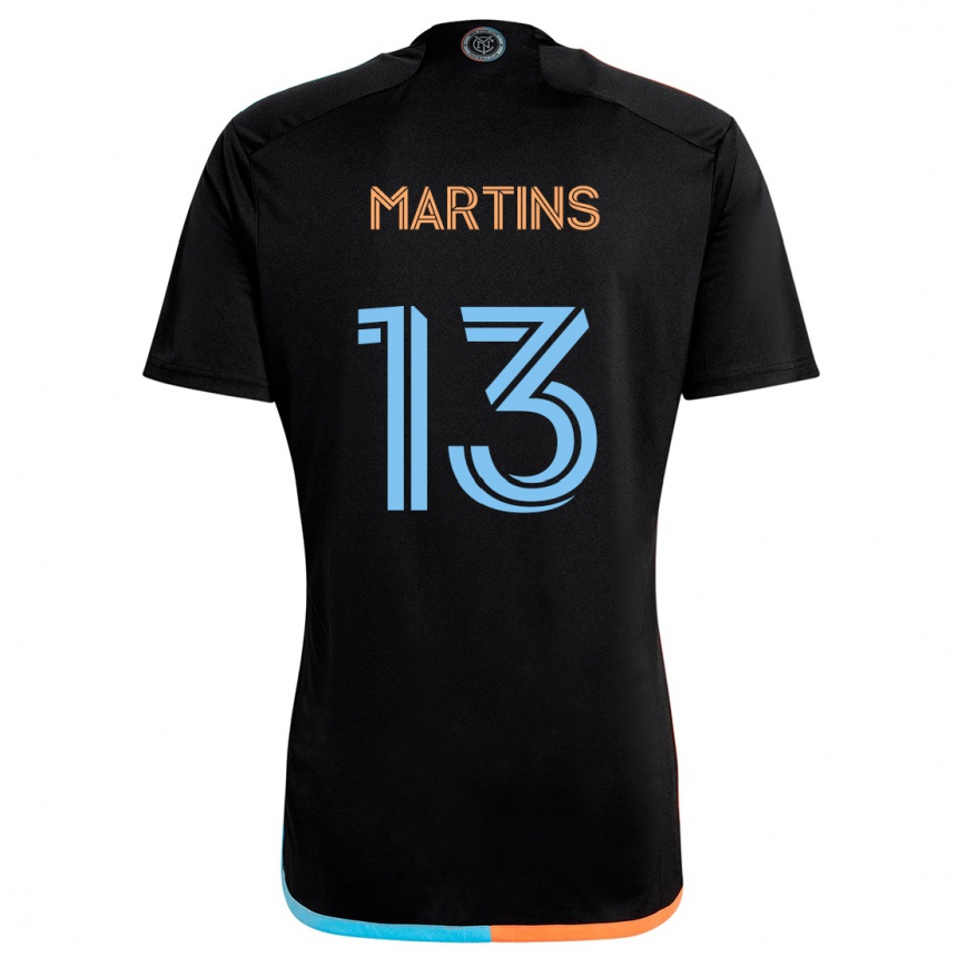 Kids Football Thiago Martins #13 Black Orange Blue Away Jersey 2024/25 T-Shirt Uk