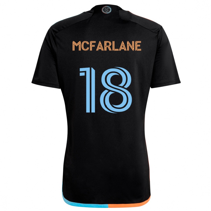 Kids Football Christian Mcfarlane #18 Black Orange Blue Away Jersey 2024/25 T-Shirt Uk