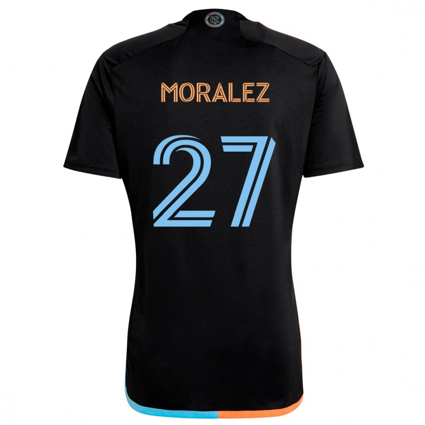 Kids Football Maxi Moralez #27 Black Orange Blue Away Jersey 2024/25 T-Shirt Uk