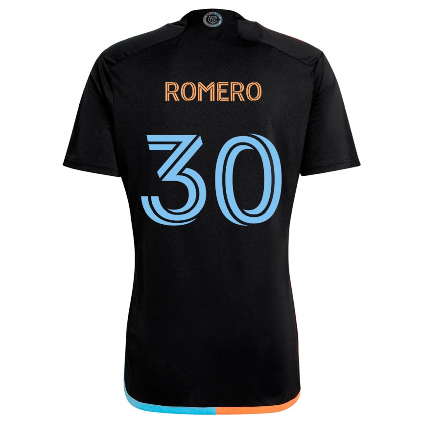 Kids Football Tomás Romero #30 Black Orange Blue Away Jersey 2024/25 T-Shirt Uk