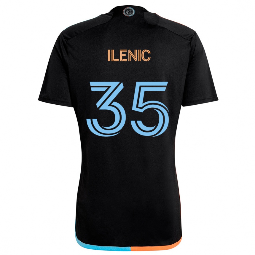 Kids Football Mitja Ilenic #35 Black Orange Blue Away Jersey 2024/25 T-Shirt Uk