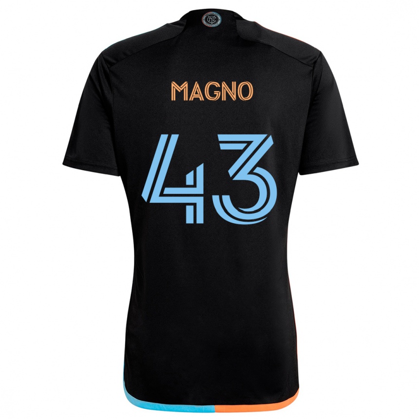 Kids Football Talles Magno #43 Black Orange Blue Away Jersey 2024/25 T-Shirt Uk