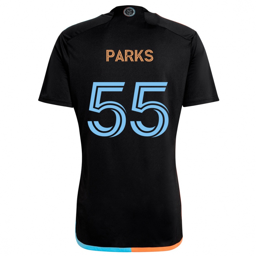 Kids Football Keaton Parks #55 Black Orange Blue Away Jersey 2024/25 T-Shirt Uk