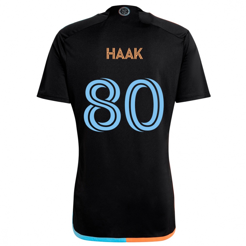 Kids Football Justin Haak #80 Black Orange Blue Away Jersey 2024/25 T-Shirt Uk