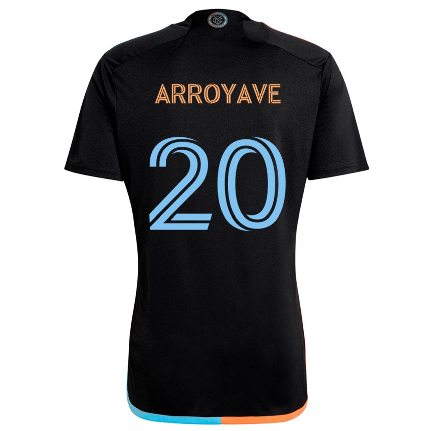 Kids Football Jacob Arroyave #20 Black Orange Blue Away Jersey 2024/25 T-Shirt Uk