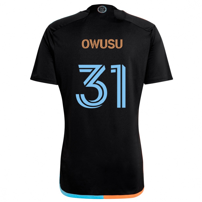 Kids Football Samuel Owusu #31 Black Orange Blue Away Jersey 2024/25 T-Shirt Uk