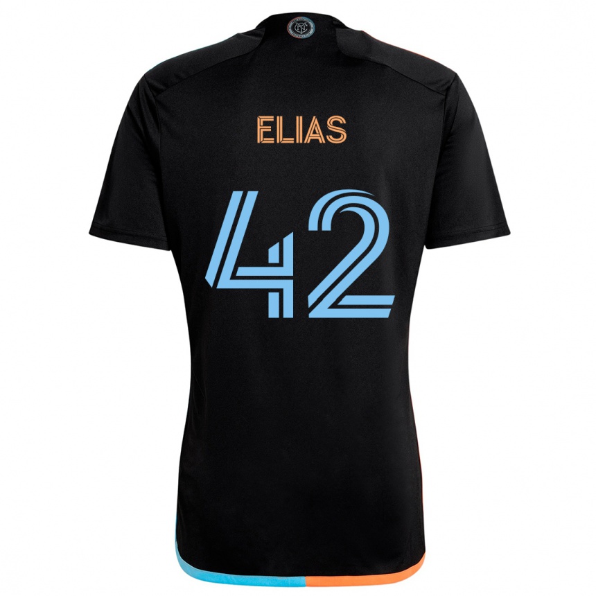 Kids Football Piero Elias #42 Black Orange Blue Away Jersey 2024/25 T-Shirt Uk