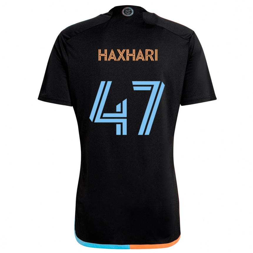 Kids Football Klevis Haxhari #47 Black Orange Blue Away Jersey 2024/25 T-Shirt Uk