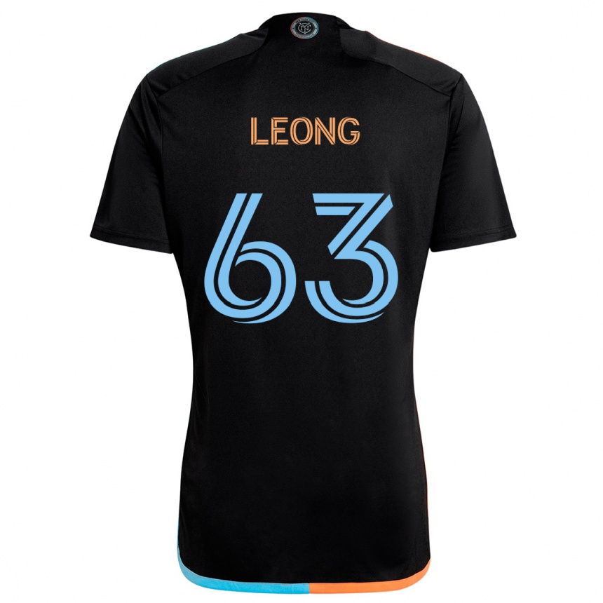 Kids Football Matthew Leong #63 Black Orange Blue Away Jersey 2024/25 T-Shirt Uk