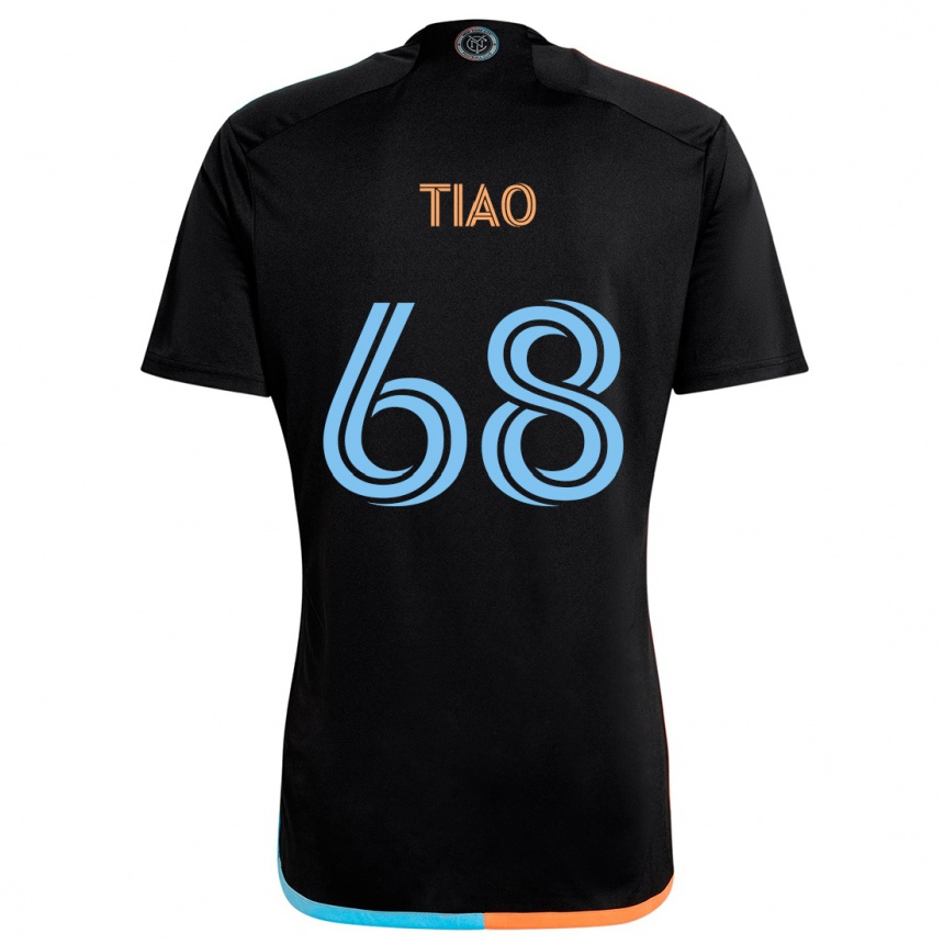 Kids Football Christopher Tiao #68 Black Orange Blue Away Jersey 2024/25 T-Shirt Uk