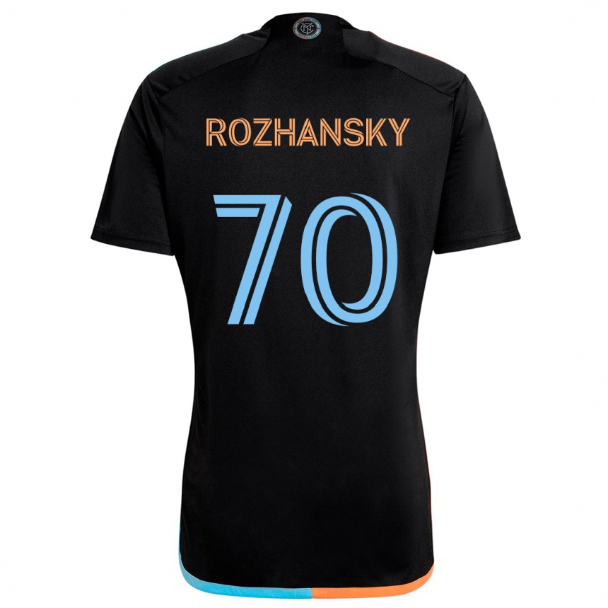 Kids Football Jake Rozhansky #70 Black Orange Blue Away Jersey 2024/25 T-Shirt Uk