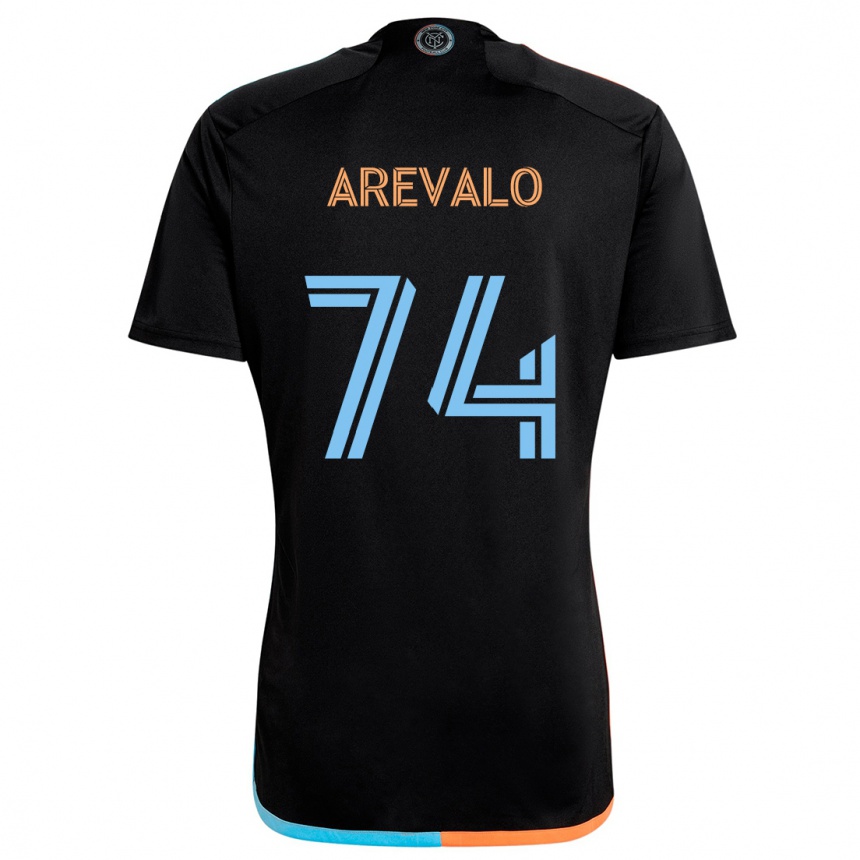 Kids Football Ronny Arévalo #74 Black Orange Blue Away Jersey 2024/25 T-Shirt Uk