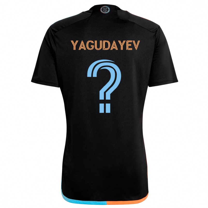 Kids Football Alexander Yagudayev #0 Black Orange Blue Away Jersey 2024/25 T-Shirt Uk