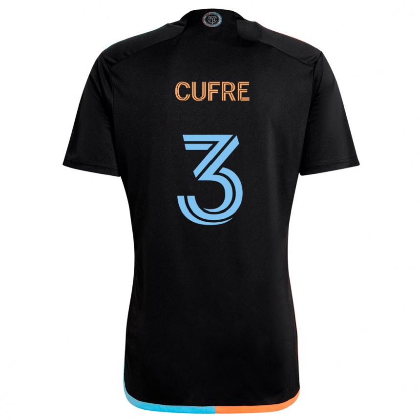 Kids Football Braian Cufré #3 Black Orange Blue Away Jersey 2024/25 T-Shirt Uk