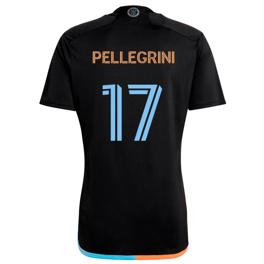 Kids Football Matías Pellegrini #17 Black Orange Blue Away Jersey 2024/25 T-Shirt Uk