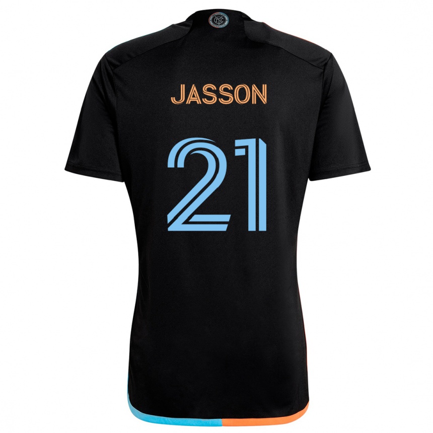 Kids Football Andres Jasson #21 Black Orange Blue Away Jersey 2024/25 T-Shirt Uk