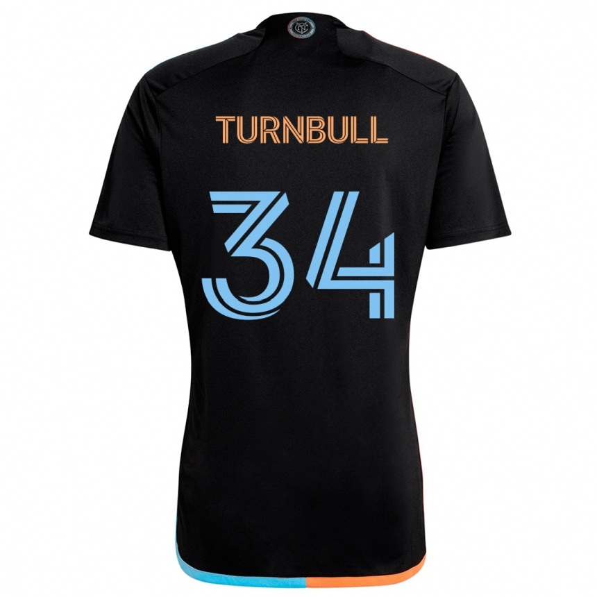 Kids Football Stephen Turnbull #34 Black Orange Blue Away Jersey 2024/25 T-Shirt Uk