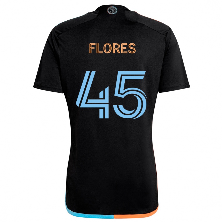 Kids Football Brian Flores #45 Black Orange Blue Away Jersey 2024/25 T-Shirt Uk