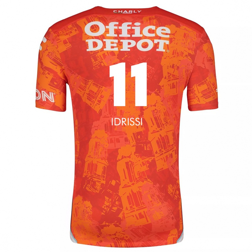 Kids Football Oussama Idrissi #11 Orange White Away Jersey 2024/25 T-Shirt Uk