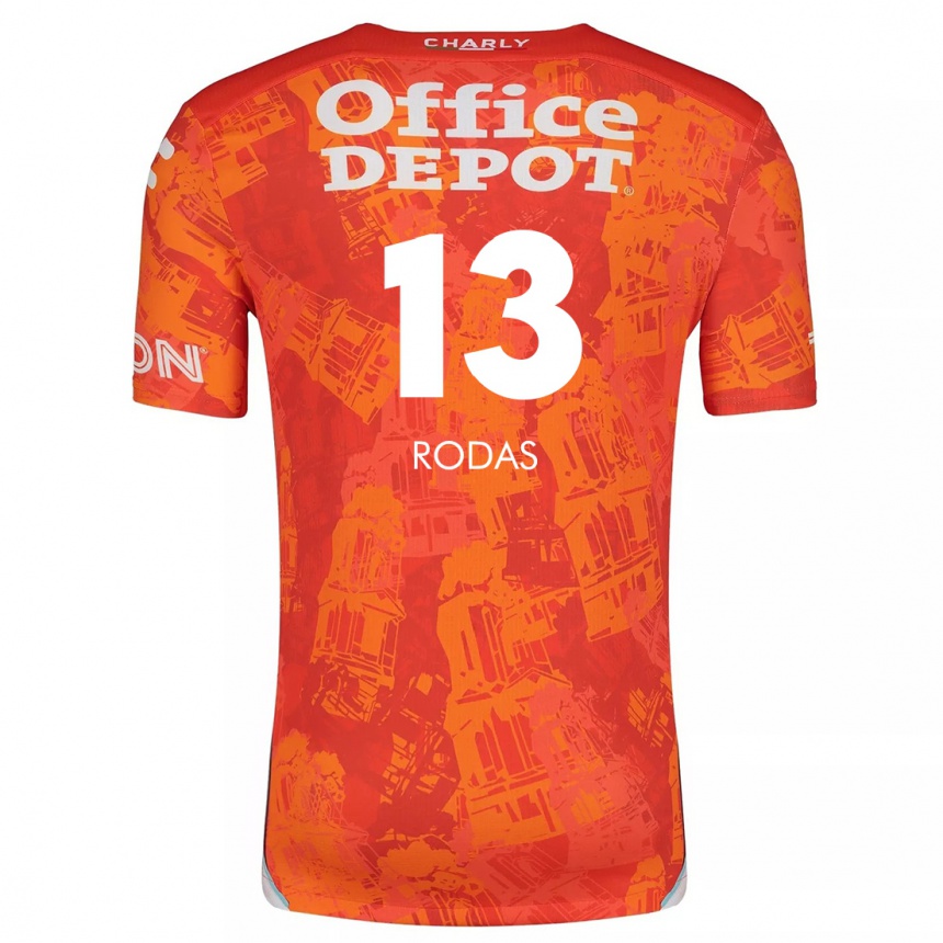 Kids Football Carlos Rodas #13 Orange White Away Jersey 2024/25 T-Shirt Uk