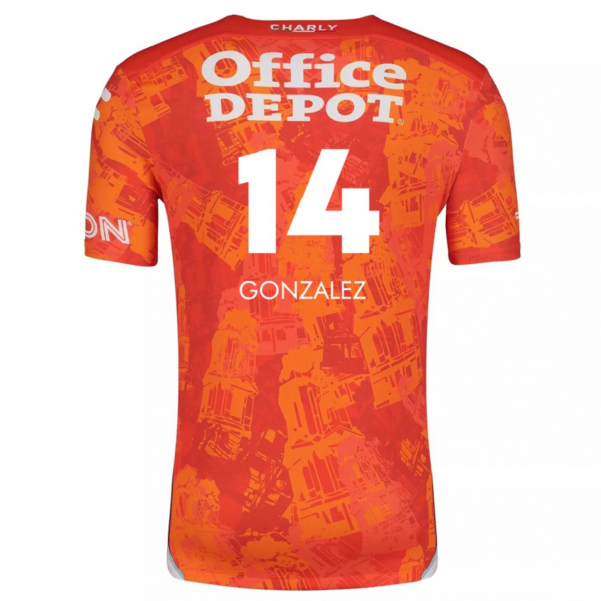 Kids Football Arturo González #14 Orange White Away Jersey 2024/25 T-Shirt Uk