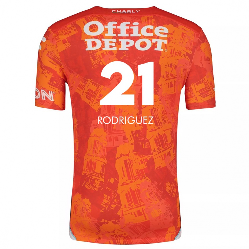 Kids Football Valentín Rodríguez #21 Orange White Away Jersey 2024/25 T-Shirt Uk