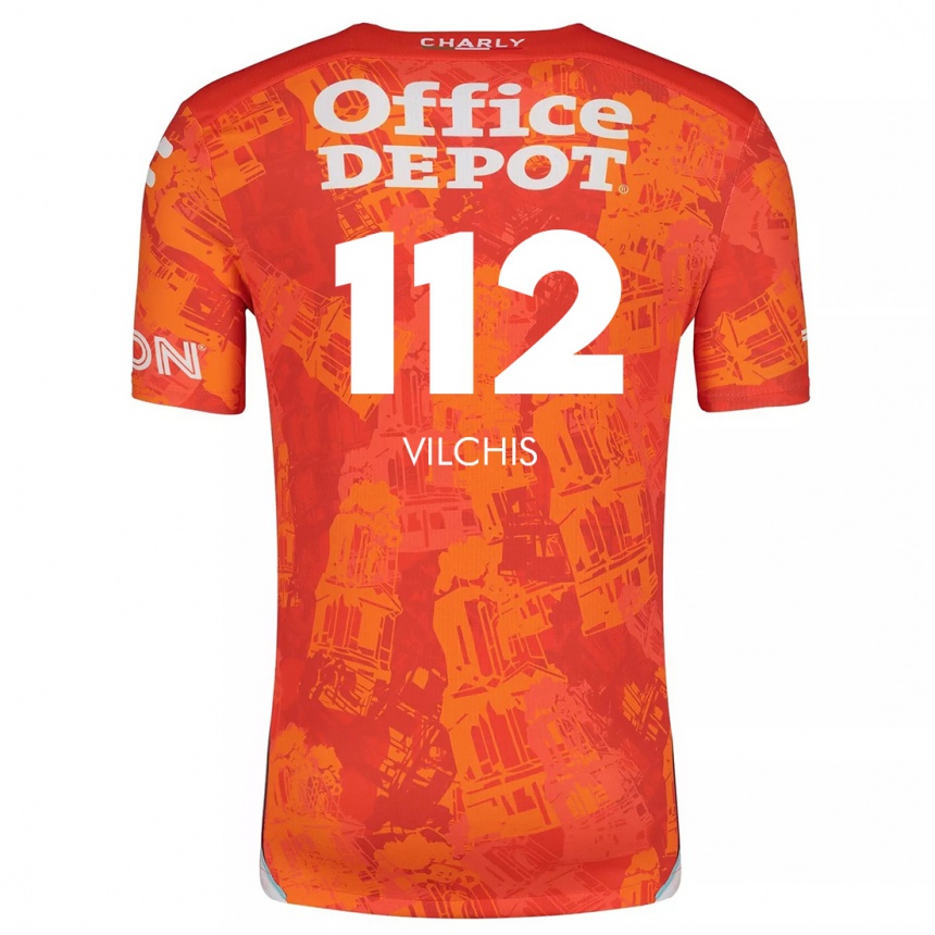 Kids Football Leonardo Vílchis #112 Orange White Away Jersey 2024/25 T-Shirt Uk