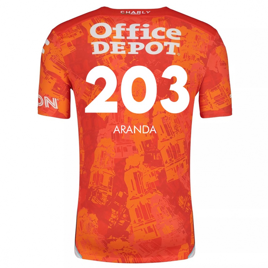 Kids Football Juan Aranda #203 Orange White Away Jersey 2024/25 T-Shirt Uk