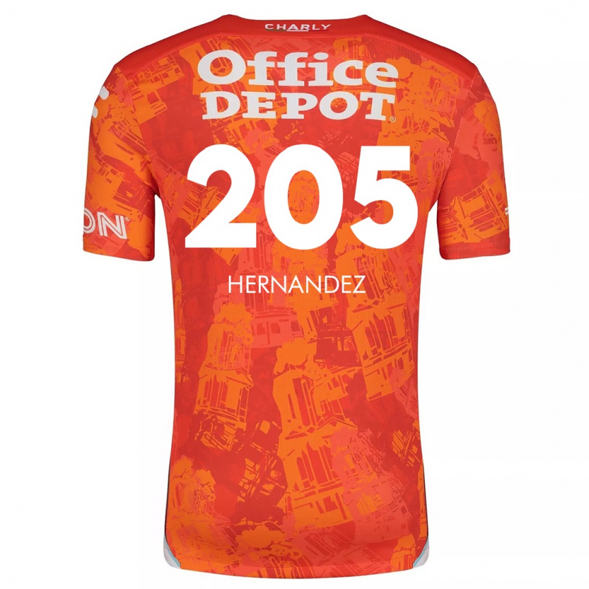 Kids Football Sergio Hernández #205 Orange White Away Jersey 2024/25 T-Shirt Uk