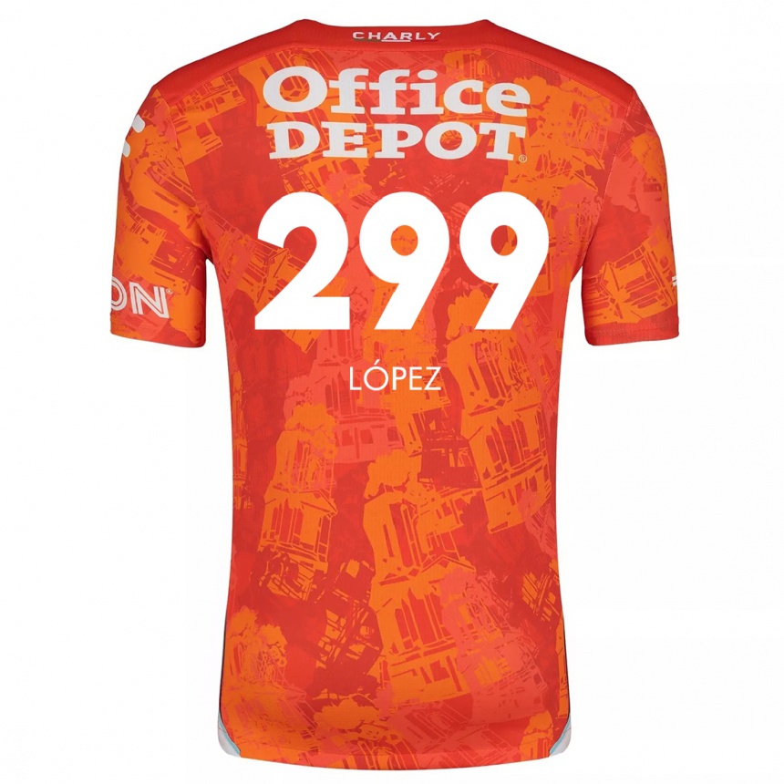 Kids Football Santiago López #299 Orange White Away Jersey 2024/25 T-Shirt Uk