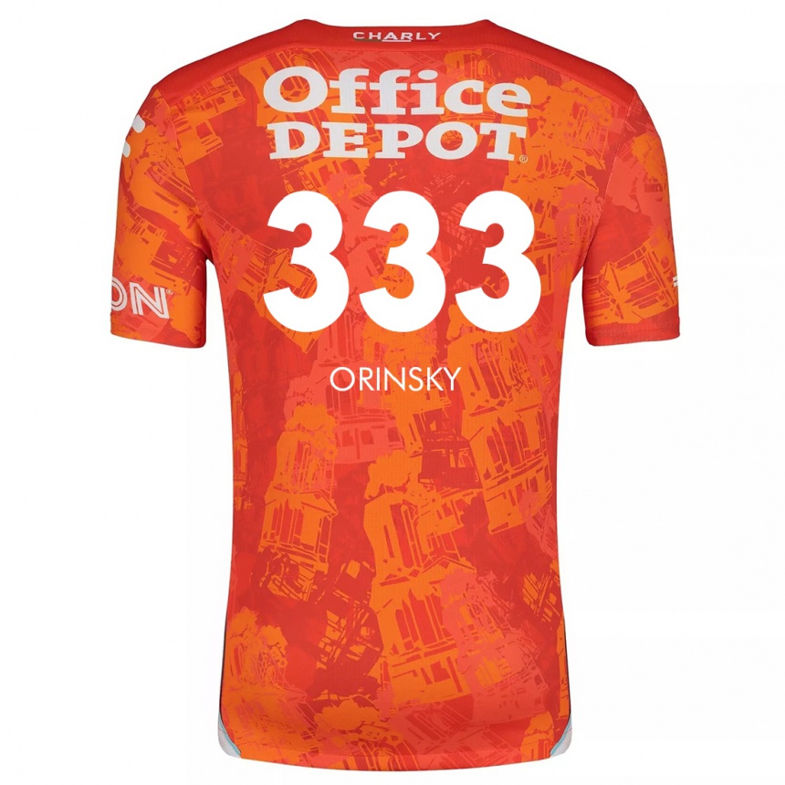 Kids Football Edson Orinsky #333 Orange White Away Jersey 2024/25 T-Shirt Uk