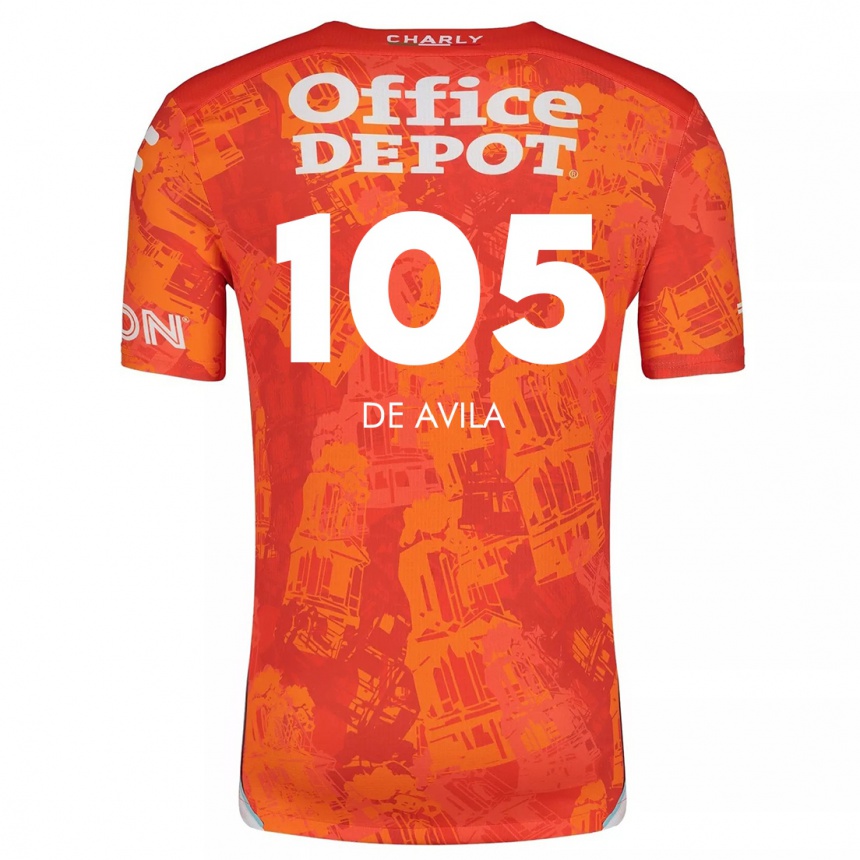 Kids Football José De Ávila #105 Orange White Away Jersey 2024/25 T-Shirt Uk