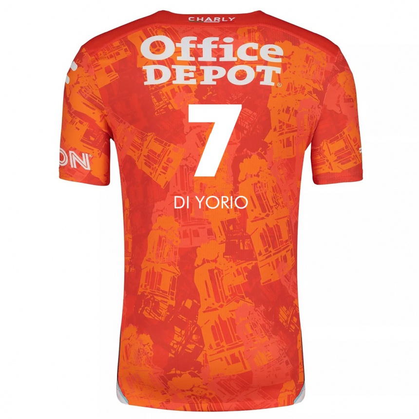 Kids Football Lucas Di Yorio #7 Orange White Away Jersey 2024/25 T-Shirt Uk