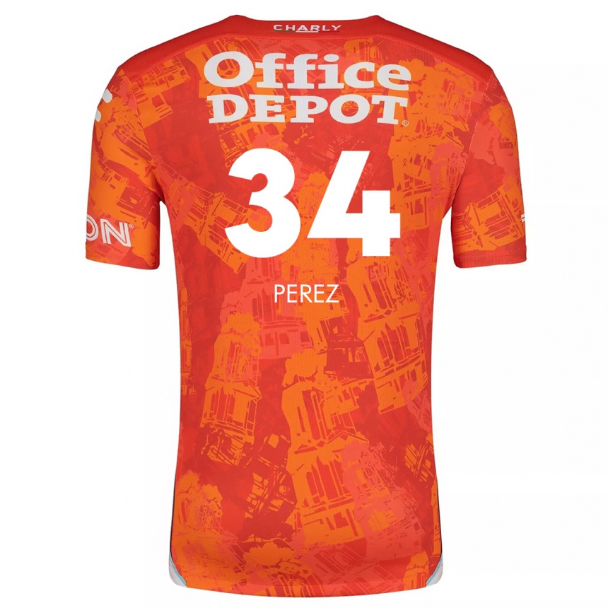 Kids Football Julio Pérez #34 Orange White Away Jersey 2024/25 T-Shirt Uk