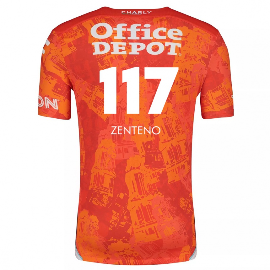 Kids Football Gustavo Zenteno #117 Orange White Away Jersey 2024/25 T-Shirt Uk