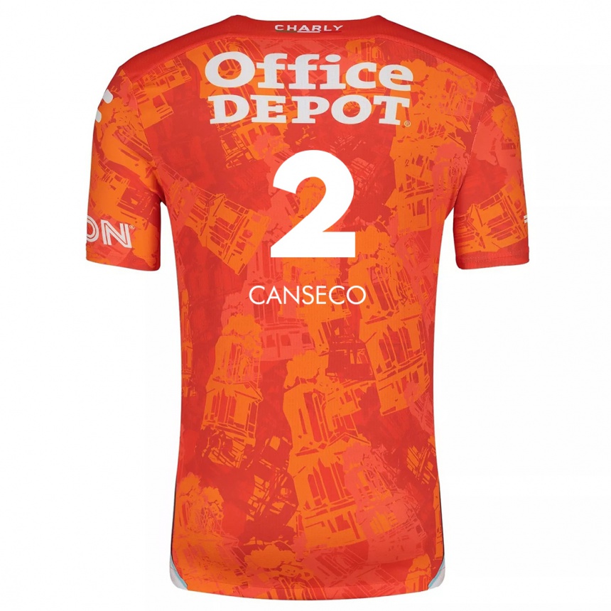 Kids Football Fernanda Canseco #2 Orange White Away Jersey 2024/25 T-Shirt Uk