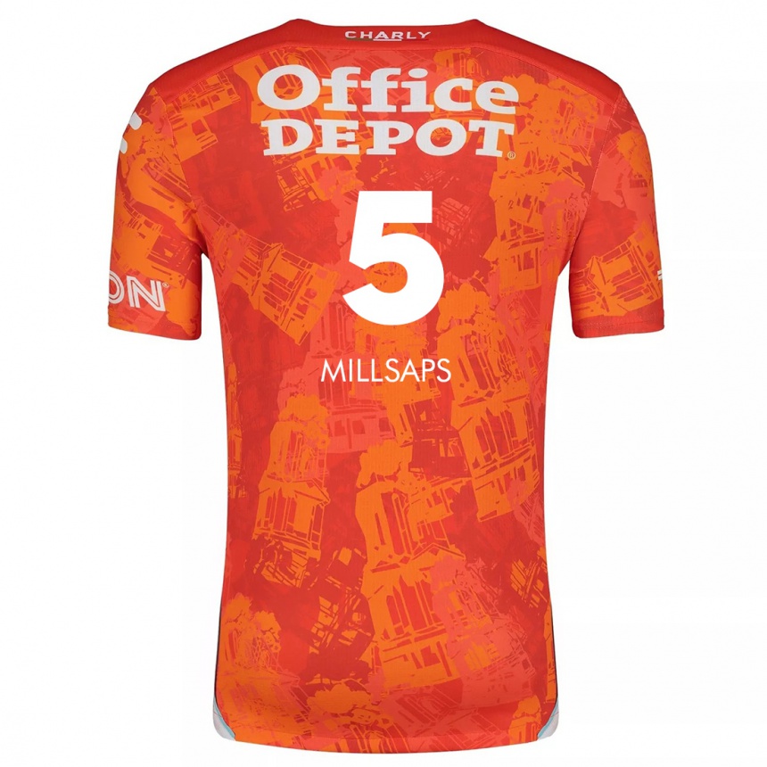 Kids Football Vanessa Millsaps #5 Orange White Away Jersey 2024/25 T-Shirt Uk