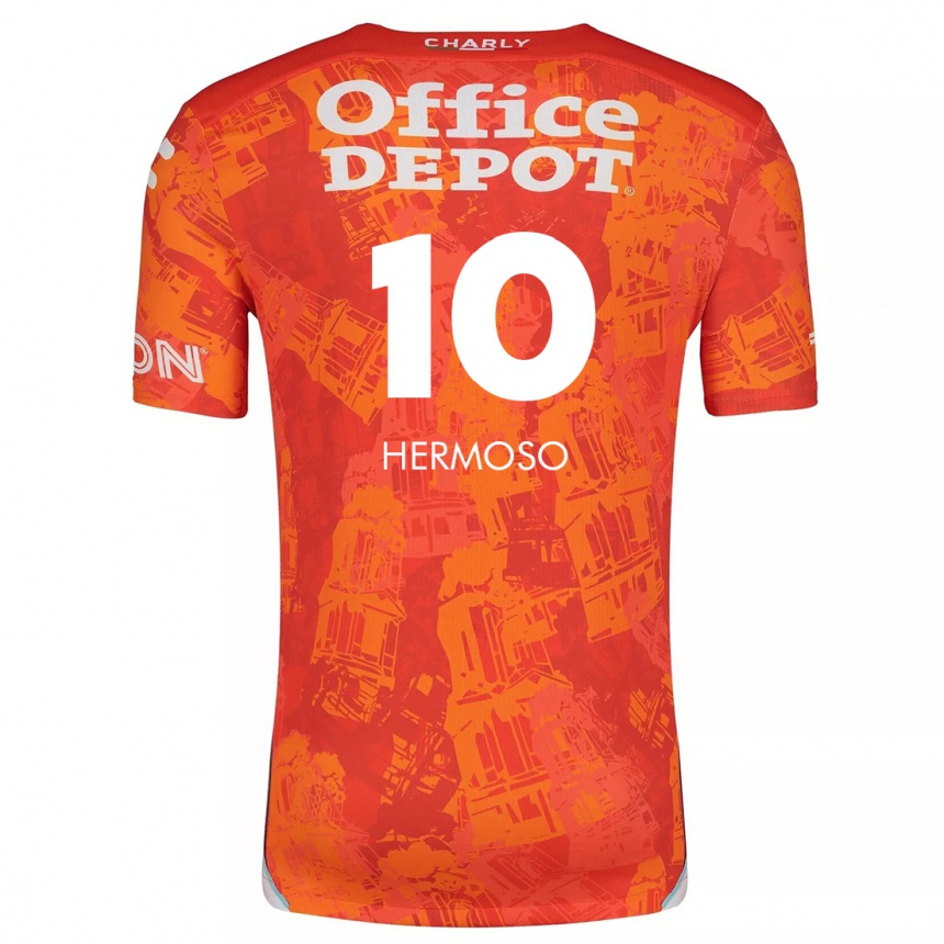 Kids Football Jennifer Hermoso #10 Orange White Away Jersey 2024/25 T-Shirt Uk