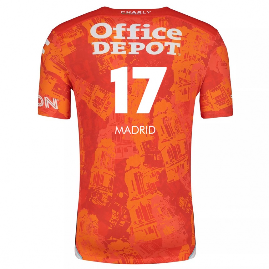 Kids Football Yanín Madrid #17 Orange White Away Jersey 2024/25 T-Shirt Uk