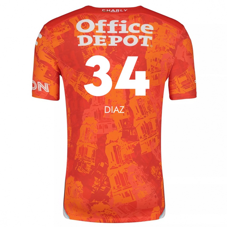 Kids Football Karen Díaz #34 Orange White Away Jersey 2024/25 T-Shirt Uk