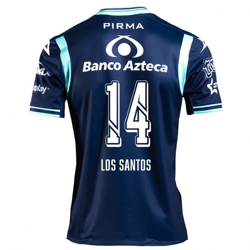 Kids Football Lucas De Los Santos #14 Navy Blue Away Jersey 2024/25 T-Shirt Uk