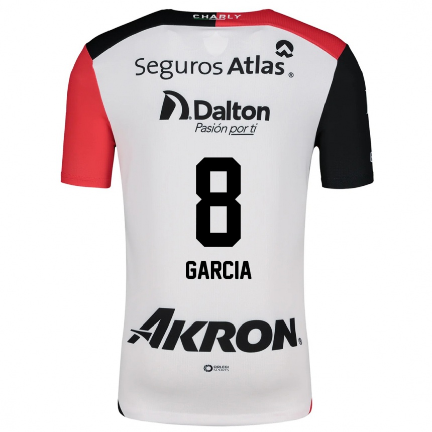 Kids Football Mateo García #8 White Red Black Away Jersey 2024/25 T-Shirt Uk