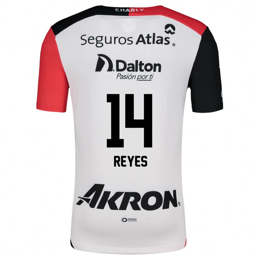 Kids Football Luis Reyes #14 White Red Black Away Jersey 2024/25 T-Shirt Uk