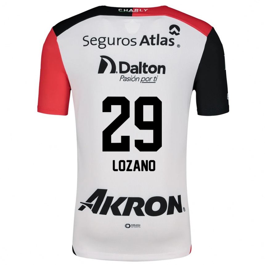 Kids Football Brian Lozano #29 White Red Black Away Jersey 2024/25 T-Shirt Uk