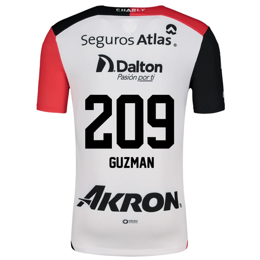 Kids Football Jorge Guzmán #209 White Red Black Away Jersey 2024/25 T-Shirt Uk