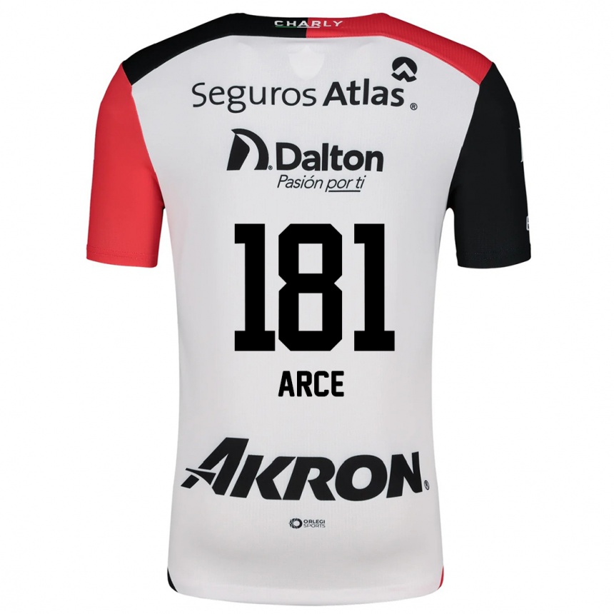 Kids Football Edson Arce #181 White Red Black Away Jersey 2024/25 T-Shirt Uk